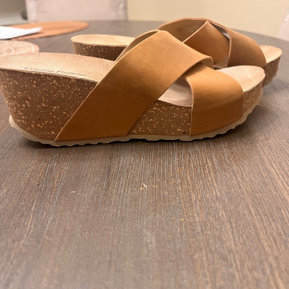 Cristina Francini made in Italy Brown Wedge Sandals!👡 - Picture 6 of 6